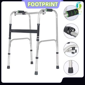 Stainless Steel Walker Walking Aid with Wheel & Shower Seat Adjustable Frame Medical Foldable Elder Walker