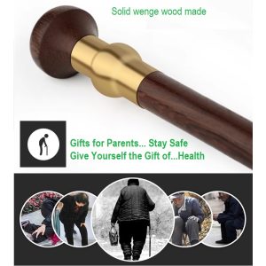 Solid Wood Crutches, Old People Wooden Walking Sticks, Parents Non-slip Old Man Round Head Canes Tongkat Kayu